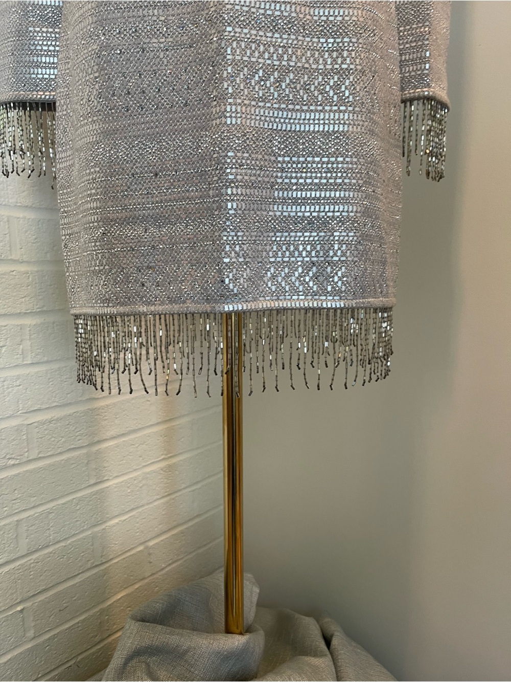 St. John Couture Silver Metallic Knit Fringe Cocktail Dress Size 2 - Picture 7 of 10